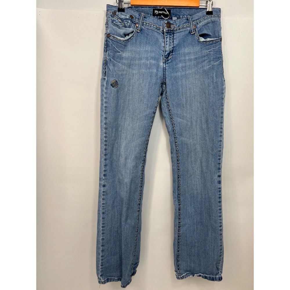 PJ Petrol Blue Distressed Straight Leg Jeans Light Wash Womens Size‎ 10